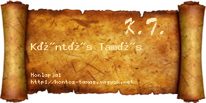 Köntös Tamás névjegykártya
